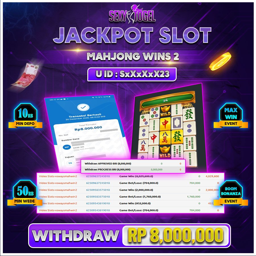 SEXYTOGEL JACKPOT SLOT MAHJONG.WINS.2 Rp.8.000.000.,-LUNAS